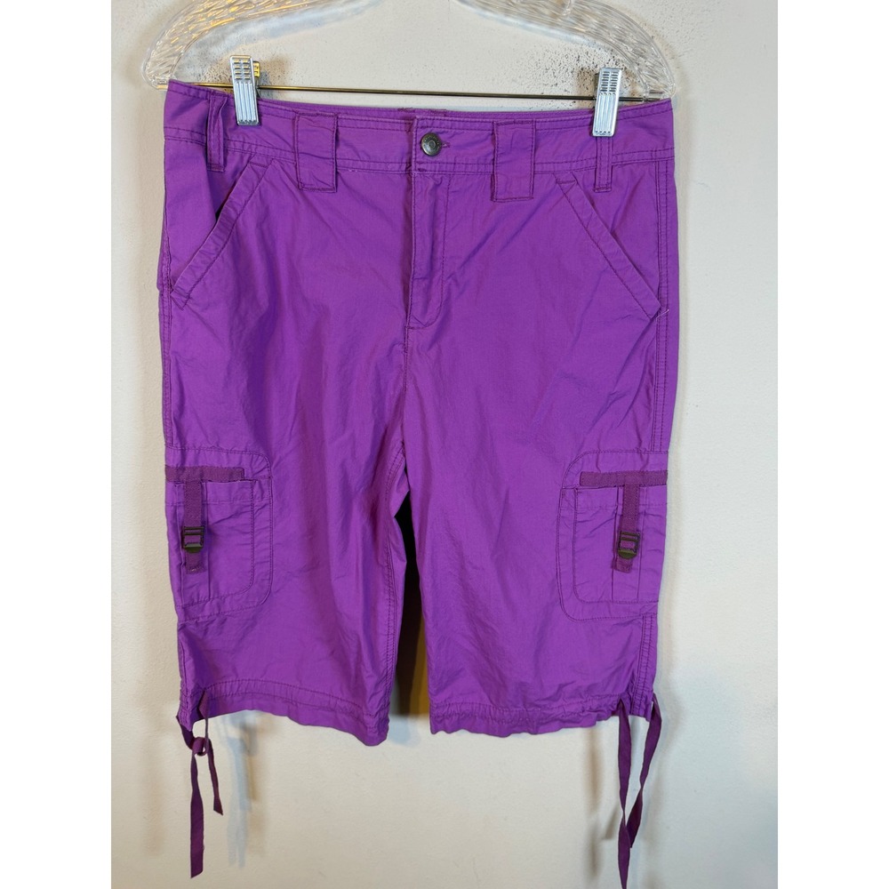 Caribbean Joe Womens Cargo Shorts Buckle Detail Purple Size 8